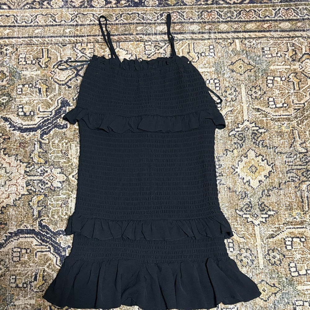 Black Ruffled Sleeveless Dress